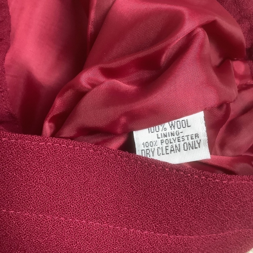 Talbots 100% Pure New Wool Burgundy Career Pencil Skirt‎ USA Made Sz 8 - Picture 2 of 5